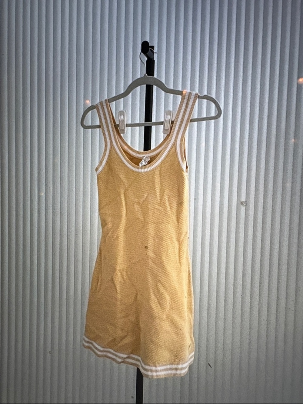 ALO Yoga Yellow Knit Tank with White Tag Detail